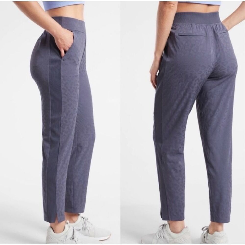 Athleta Brooklyn Ankle Textured Pant‎ Violet Leopard Print Size 12